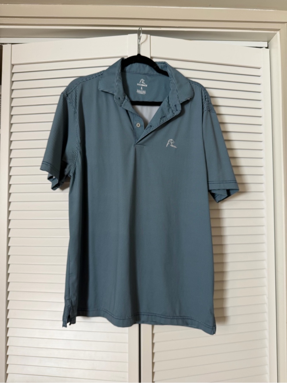 Rhoback Teal Micro-Check Short-Sleeve Performance Polo